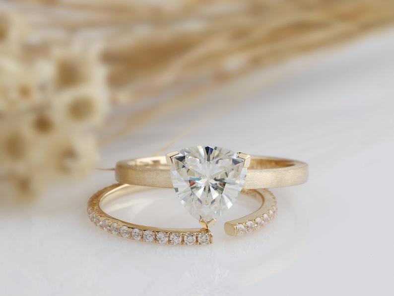 Trillion shape engagement ring