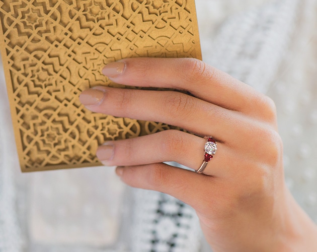Trillion Shaped Ruby Engagement Ring