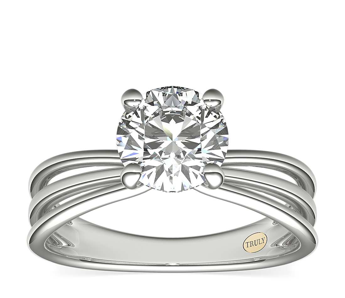 Triple band shank engagement ring
