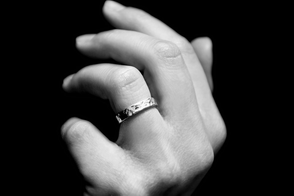 Tungsten ring in hand