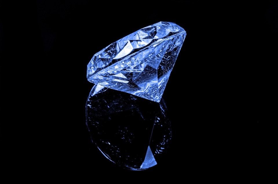 Blue stone in dark background