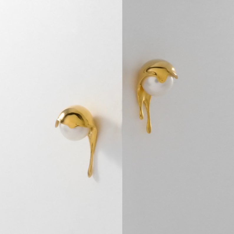 Unique pearl studs