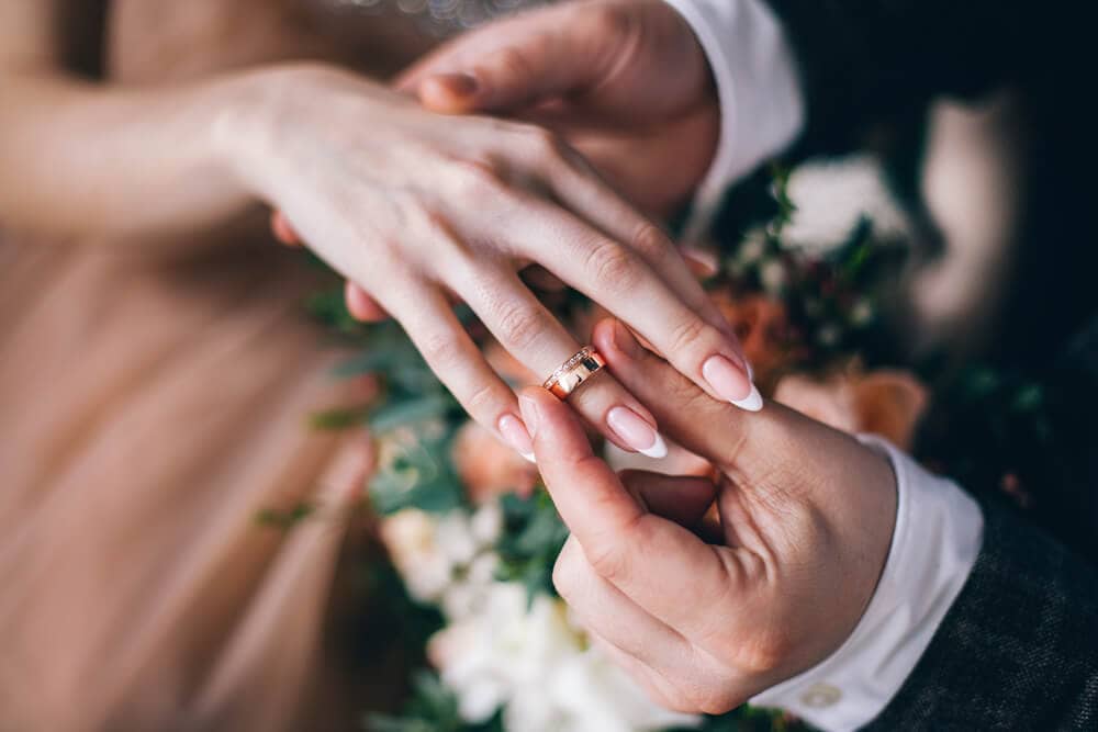 Girl wearing Russian gold ring
