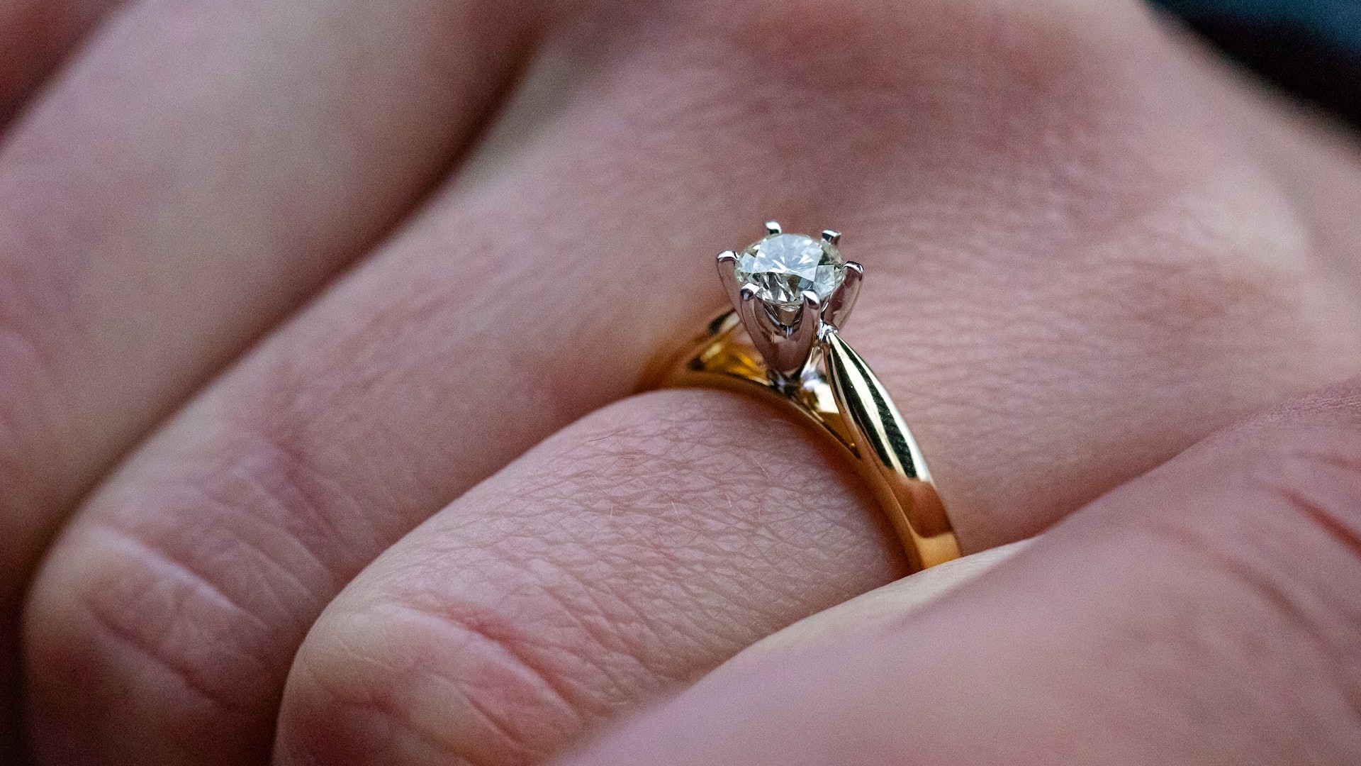 diamond set in yellow gold setting