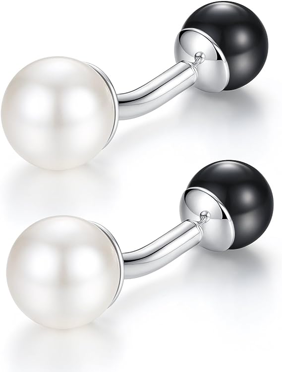 white and black pearl cufflinks