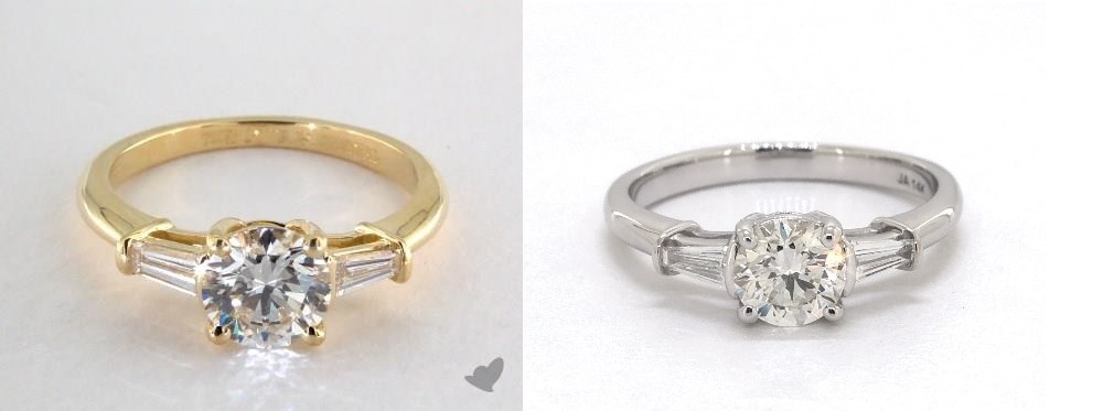 White gold vs Yellow gold diamond engagement ring