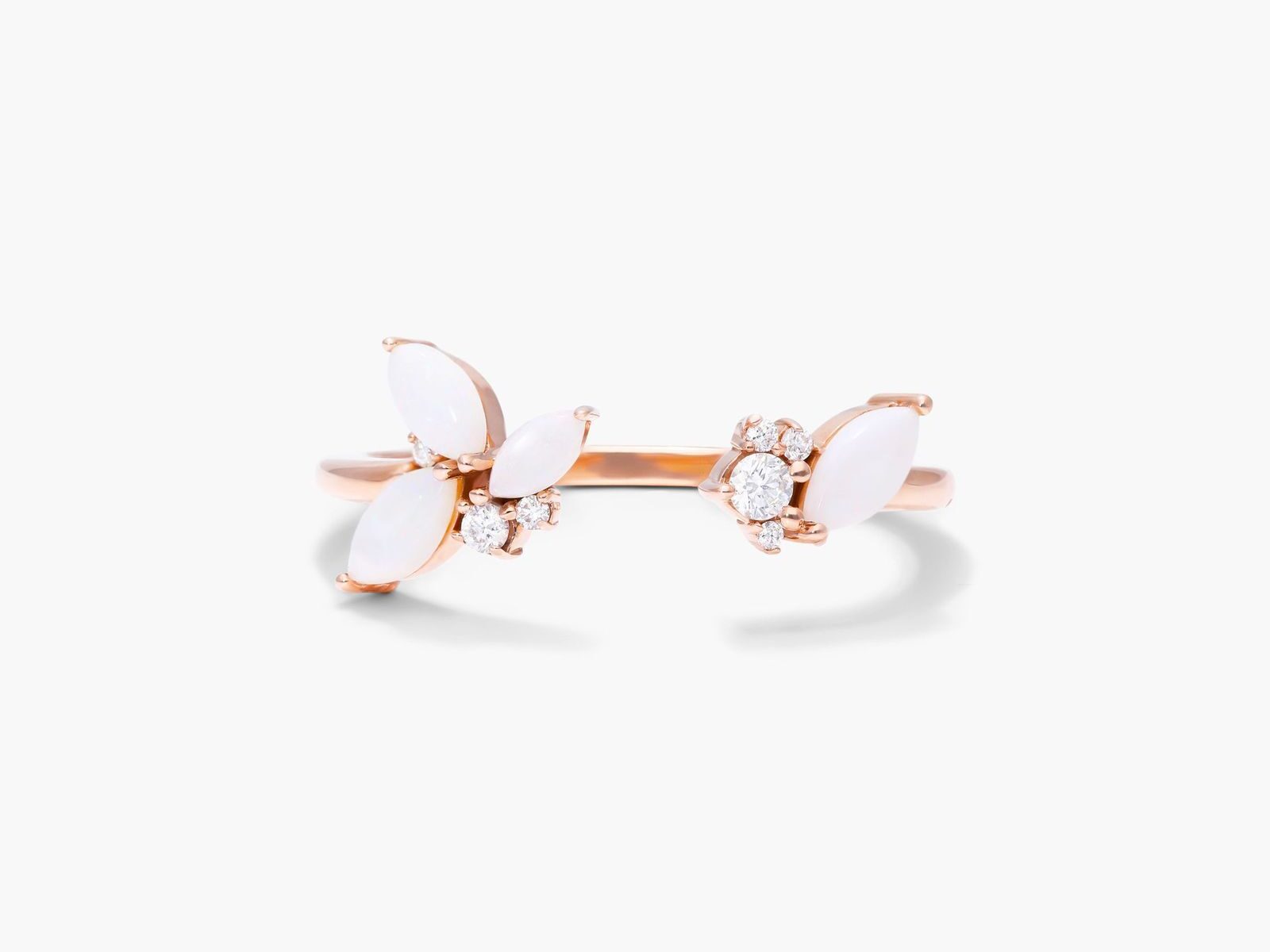 white opal with accent diamonds ring