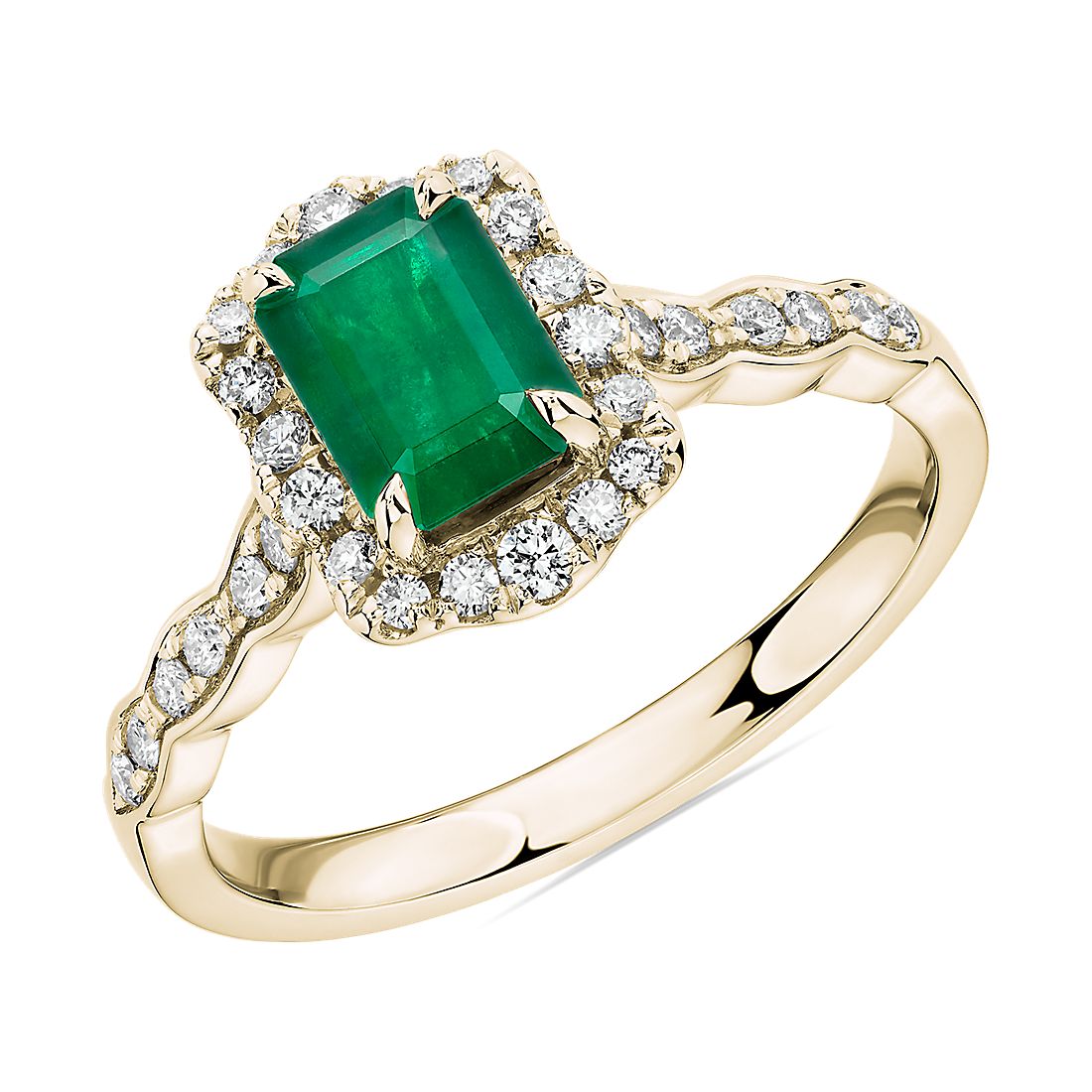 Yellow gold emerald ring