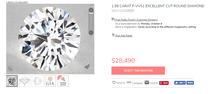 2 carat round cut diamond