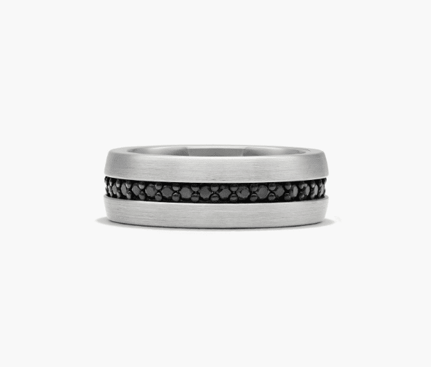 stainless steel ring with sapphires