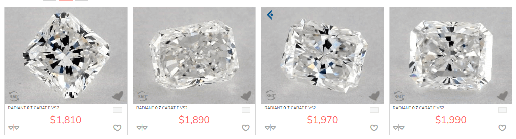 Bow tie in radiant shape diamonds