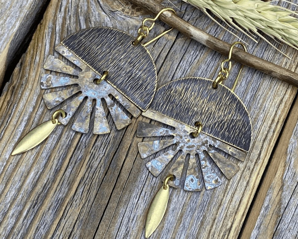 brass patina earrings