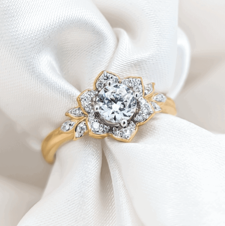 vintage style floral engagement ring