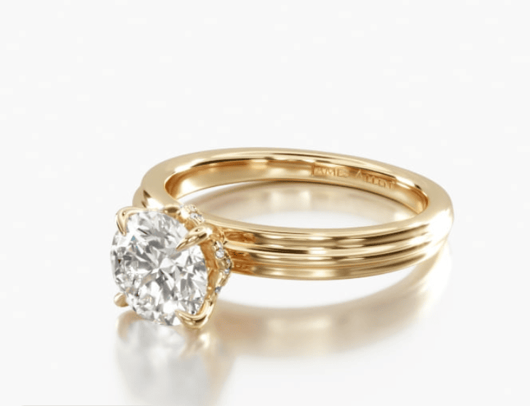gold hidden halo solitaire engagement ring