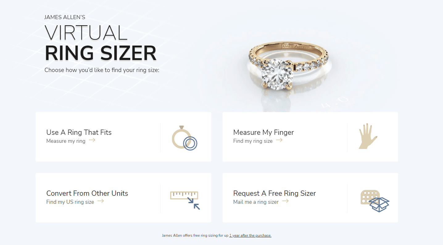 James Allen ring size