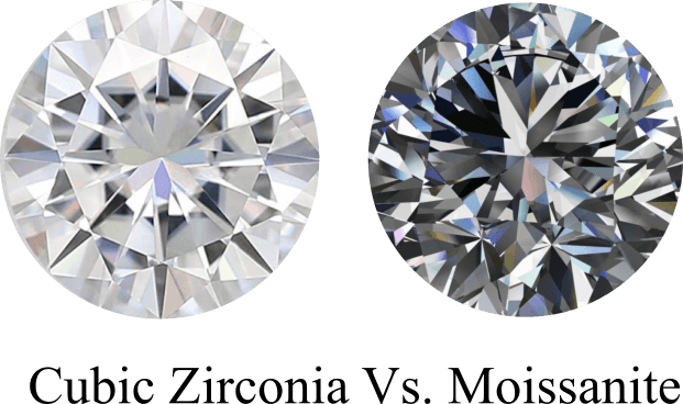 Moissanite Vs Cubic Zirconia side by side