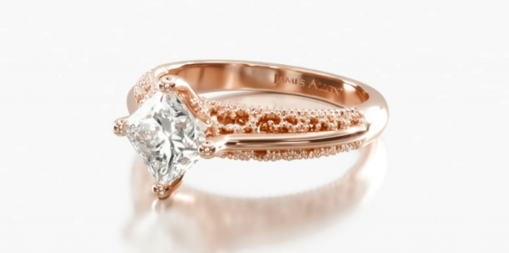 princess cut diamond rose gold setting