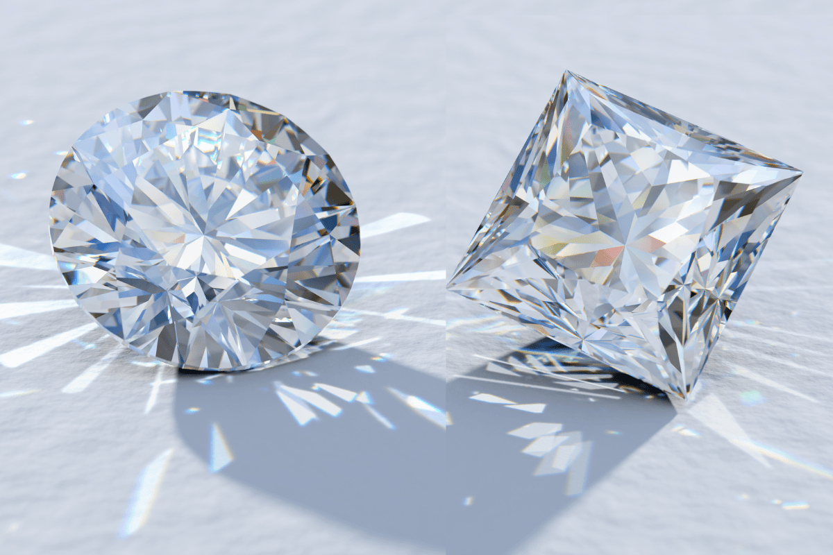 princess and round diamonds on sparkling background