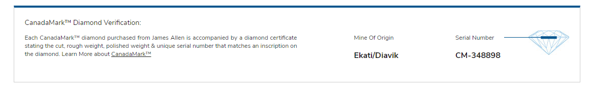 Canada mark diamond with serial number