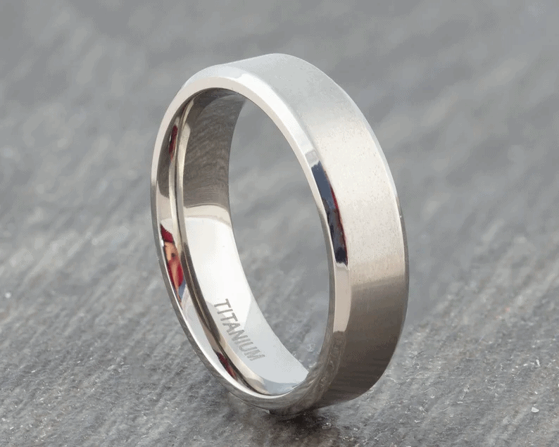 titanium ring brushed silver etsy