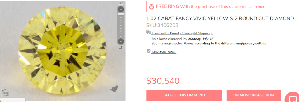 Round yellow diamond