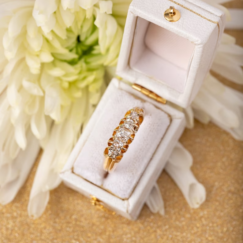 Antique victorian old mine cut diamond band