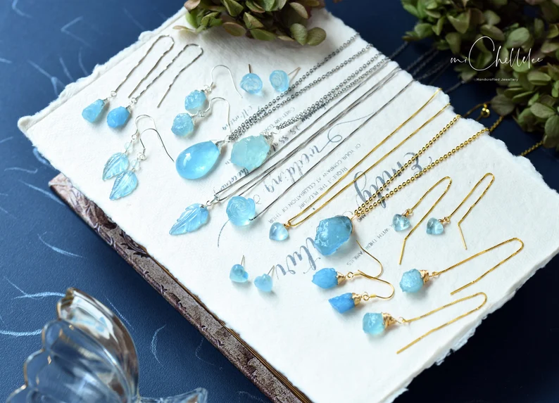 Hand Carved Aquamarine Jewelries