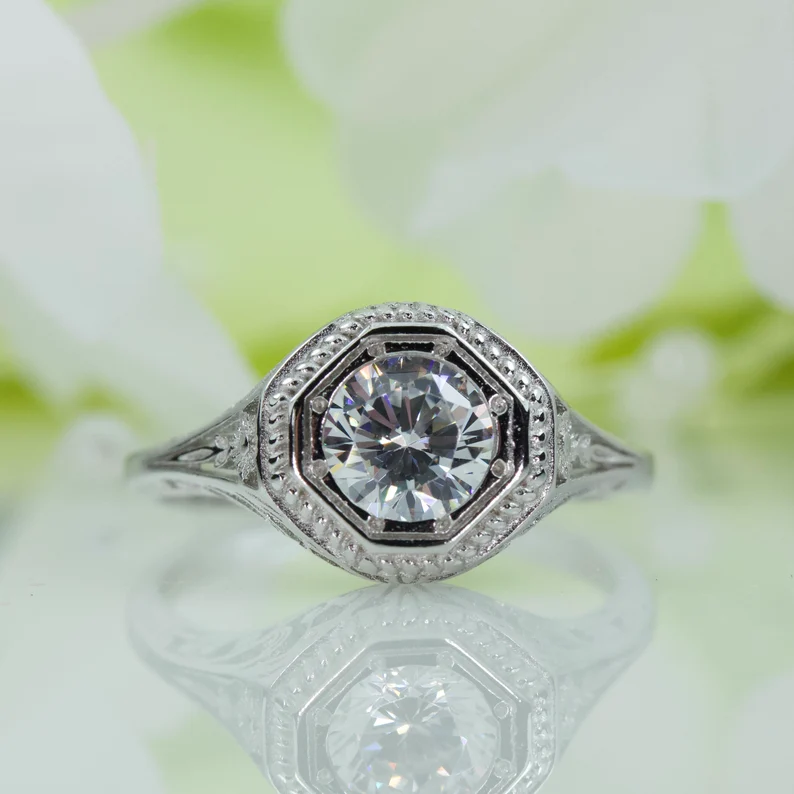 Art deco style filigree ring