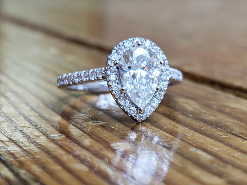 Art deco moissanite ring