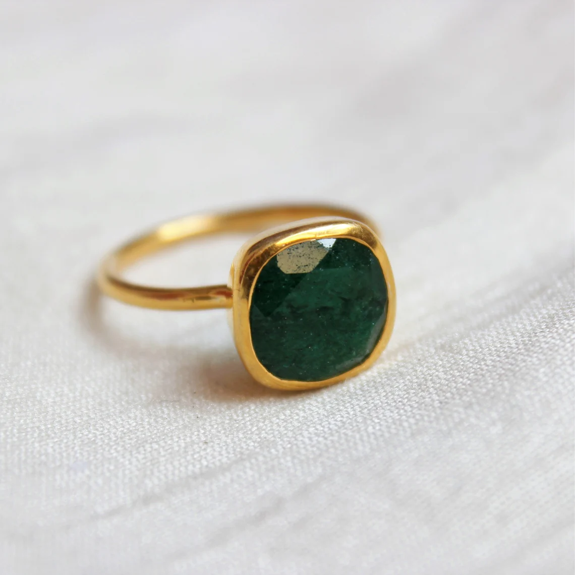 Aventurine ring dark green