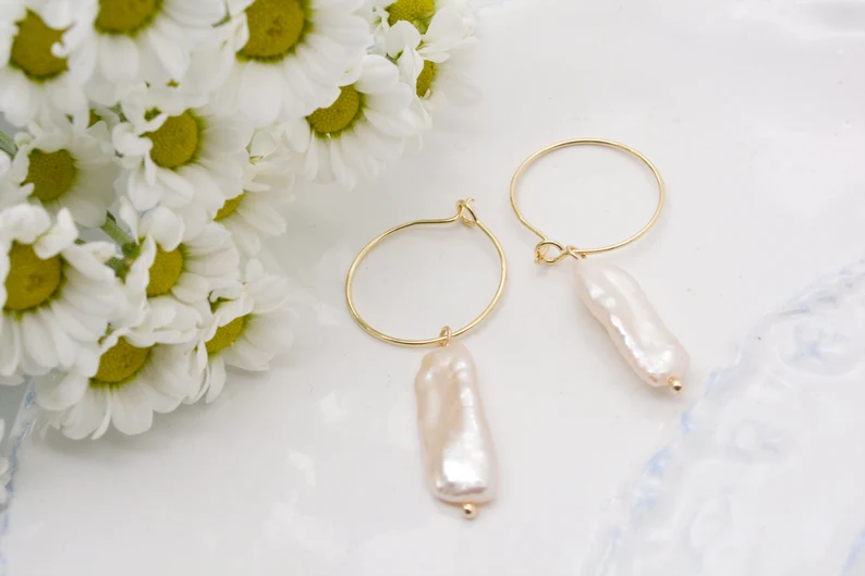 Biwa baroque pearl earrings