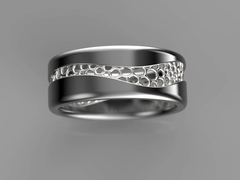 black wave wedding band