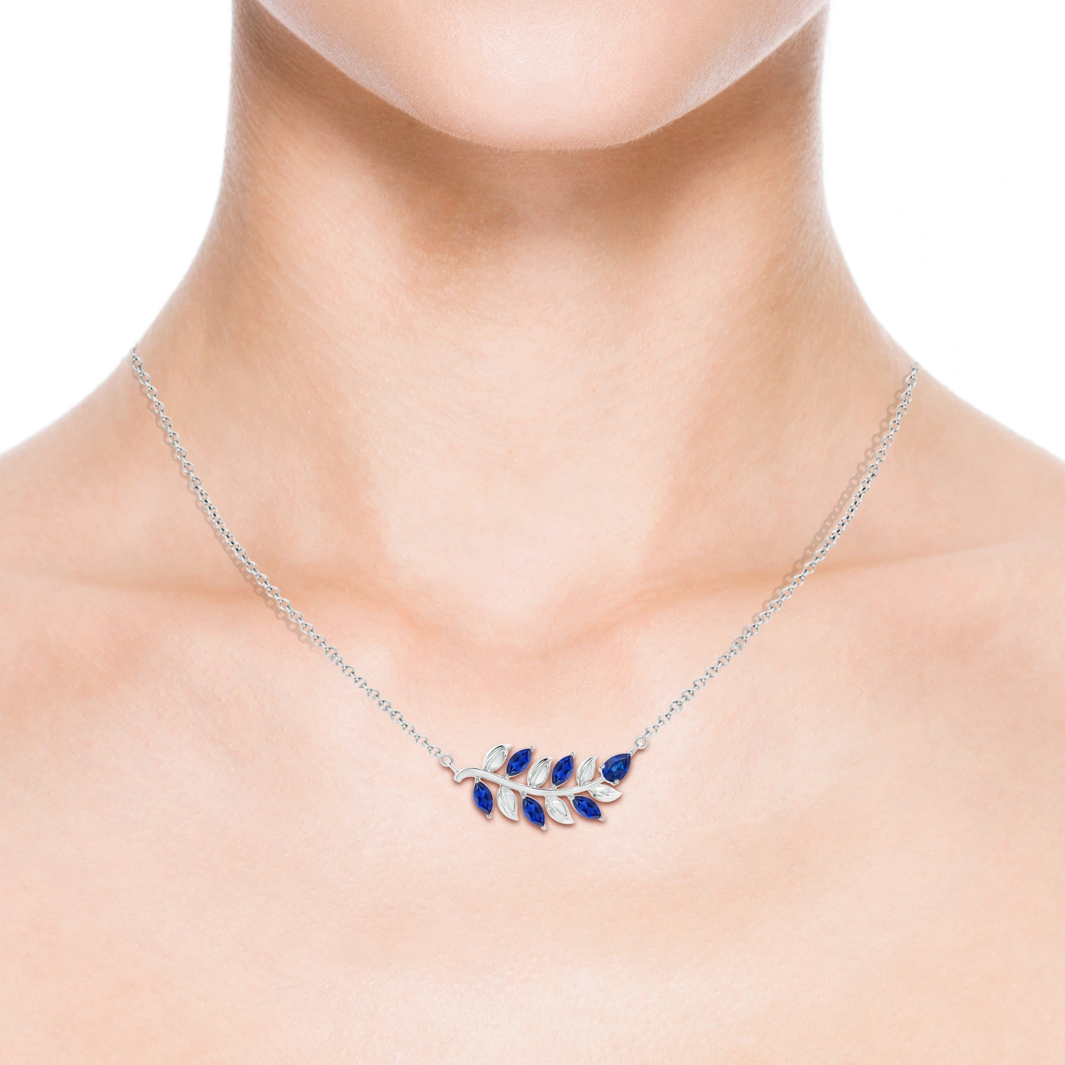 blue sapphire white gold necklace