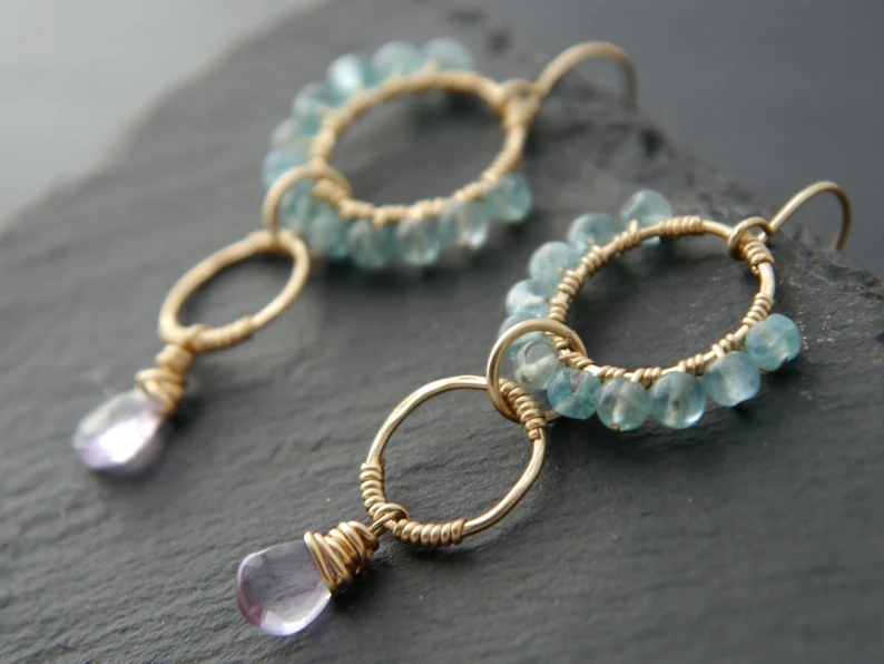 bohemian goshenite amethyst earrings