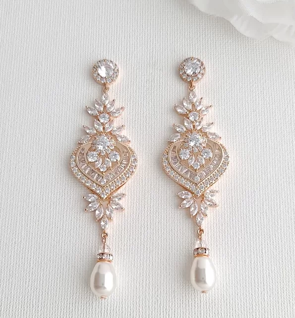 Crystal pearl drop earrings