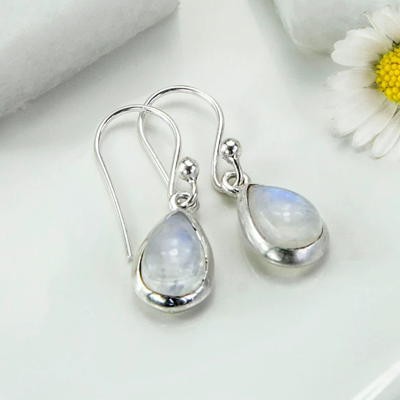 Dangly Moonstone Teardrop Earrings