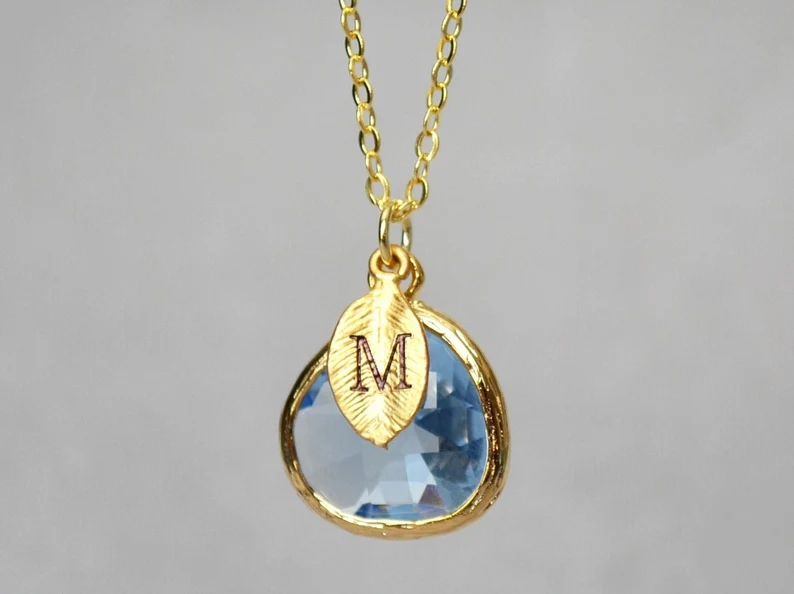 December Birthstone Blue Topaz Necklace