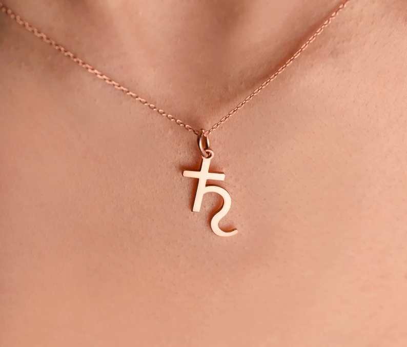 Delicate Solid Gold Saturn Necklace
