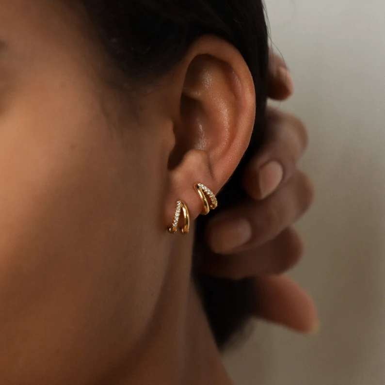 Double Hoop Huggie Earrings