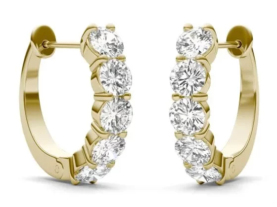 forever one moissanite mini hoops in gold setting