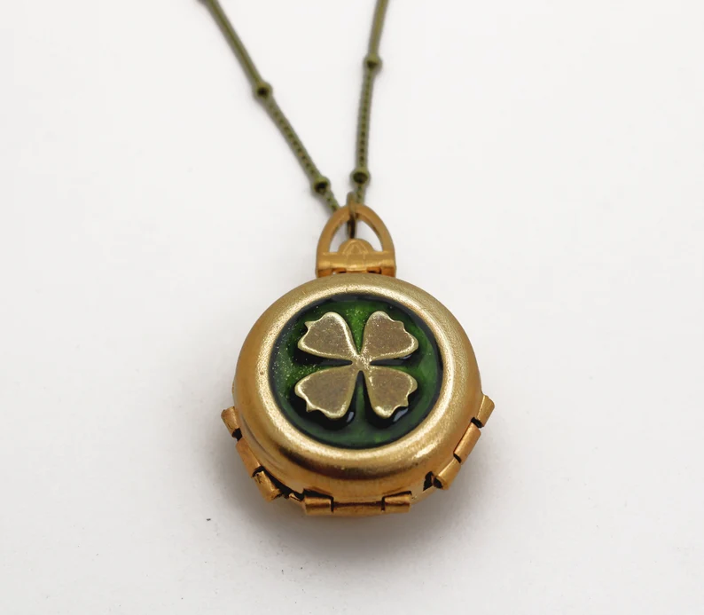 Four Leaf Clover Necklace Four-Way Locket Necklace