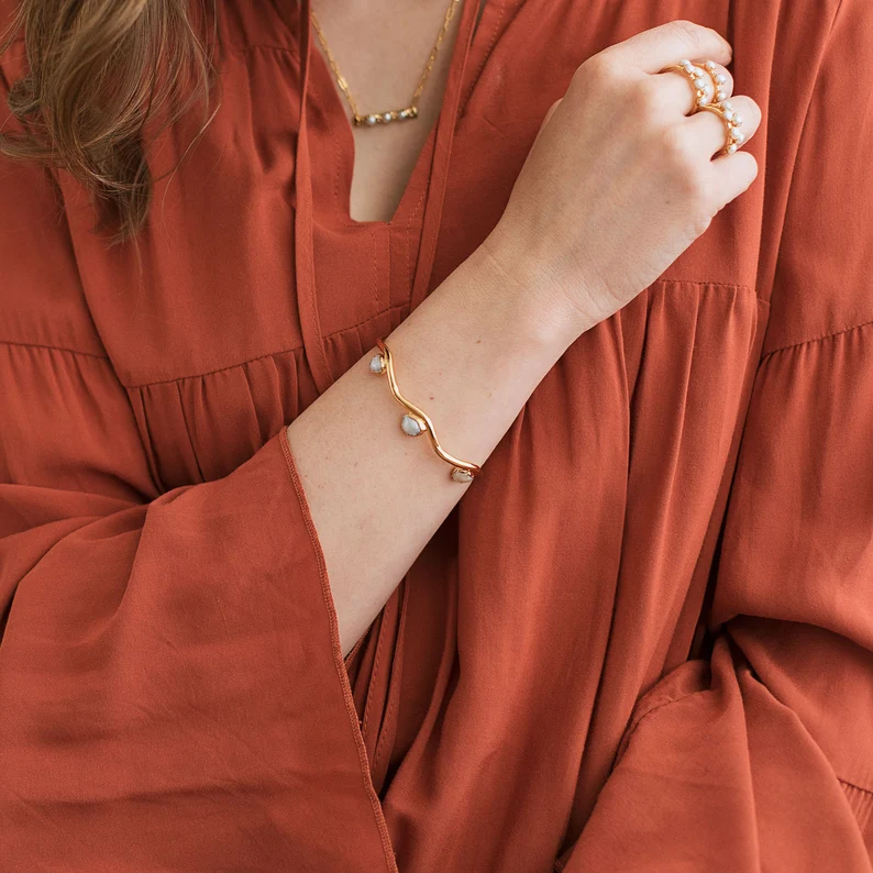 Freshwater pearl cuff bracelet
