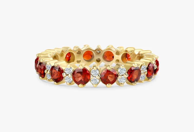 Garnet diamond eternity ring