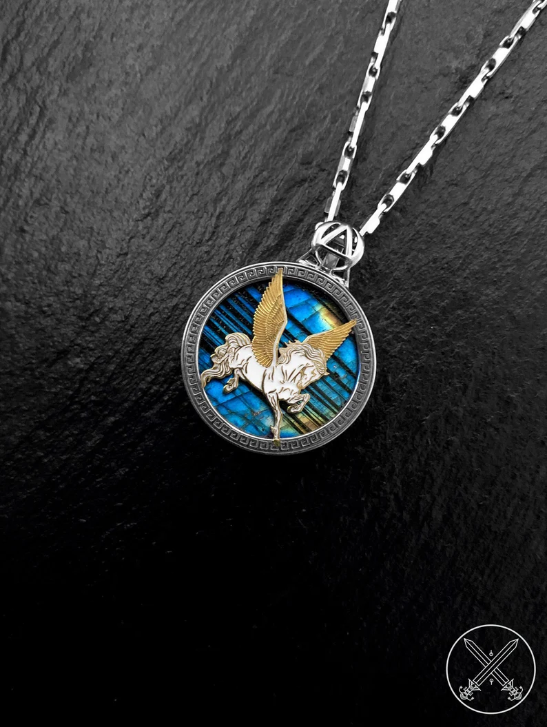 Gold and Silver Pegasus Pendant