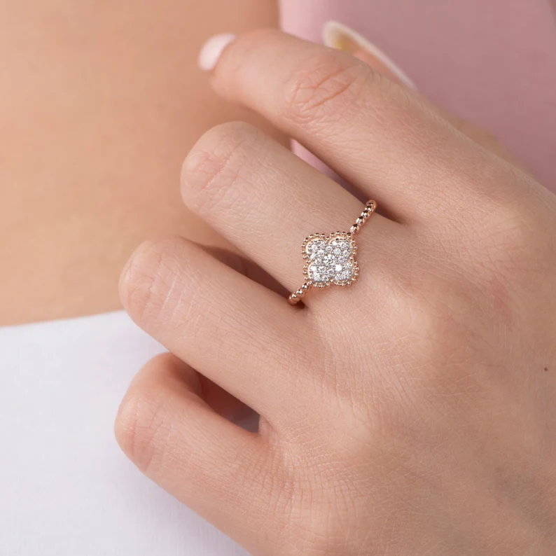 Gold Diamond Clover Ring