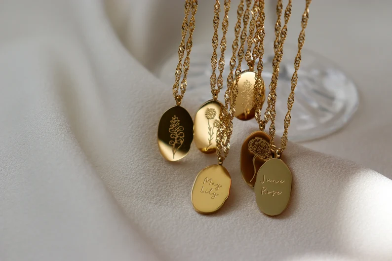 Gold Filled Birth Flower Necklace