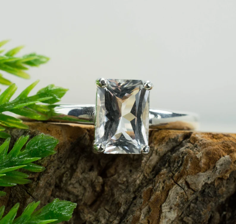 goshenite sterling silver ring