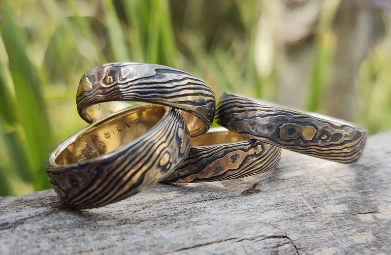 Hammered Gold Mokume Gane