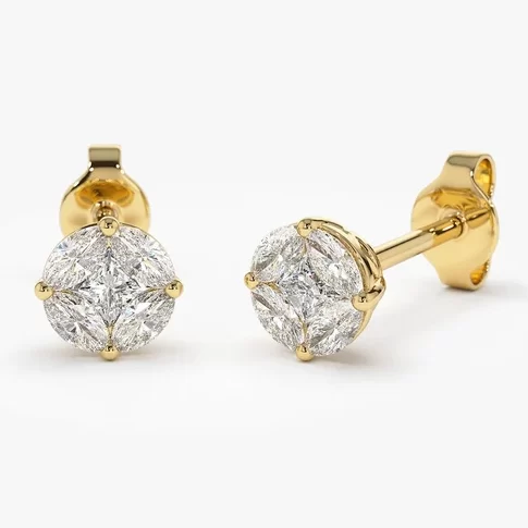 illusion setting diamond stud earrings