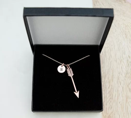 initial and arrow necklace